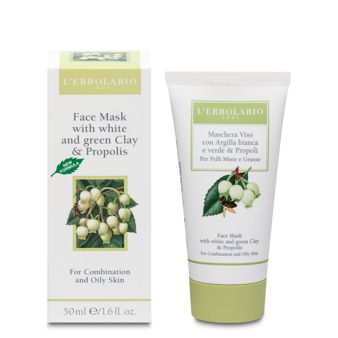 Face Mask With White and Green Clay & Propolis 50ml